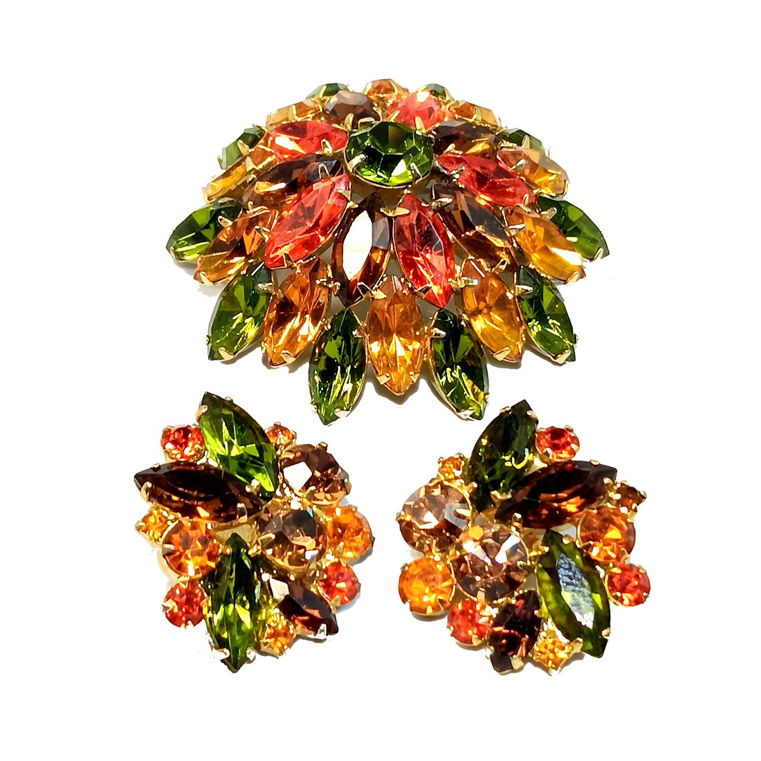 A  BEAUTIFUL VINTAGE RHINESTONE  BROOCH AND EARRING SET JULIANA (1 of 3)