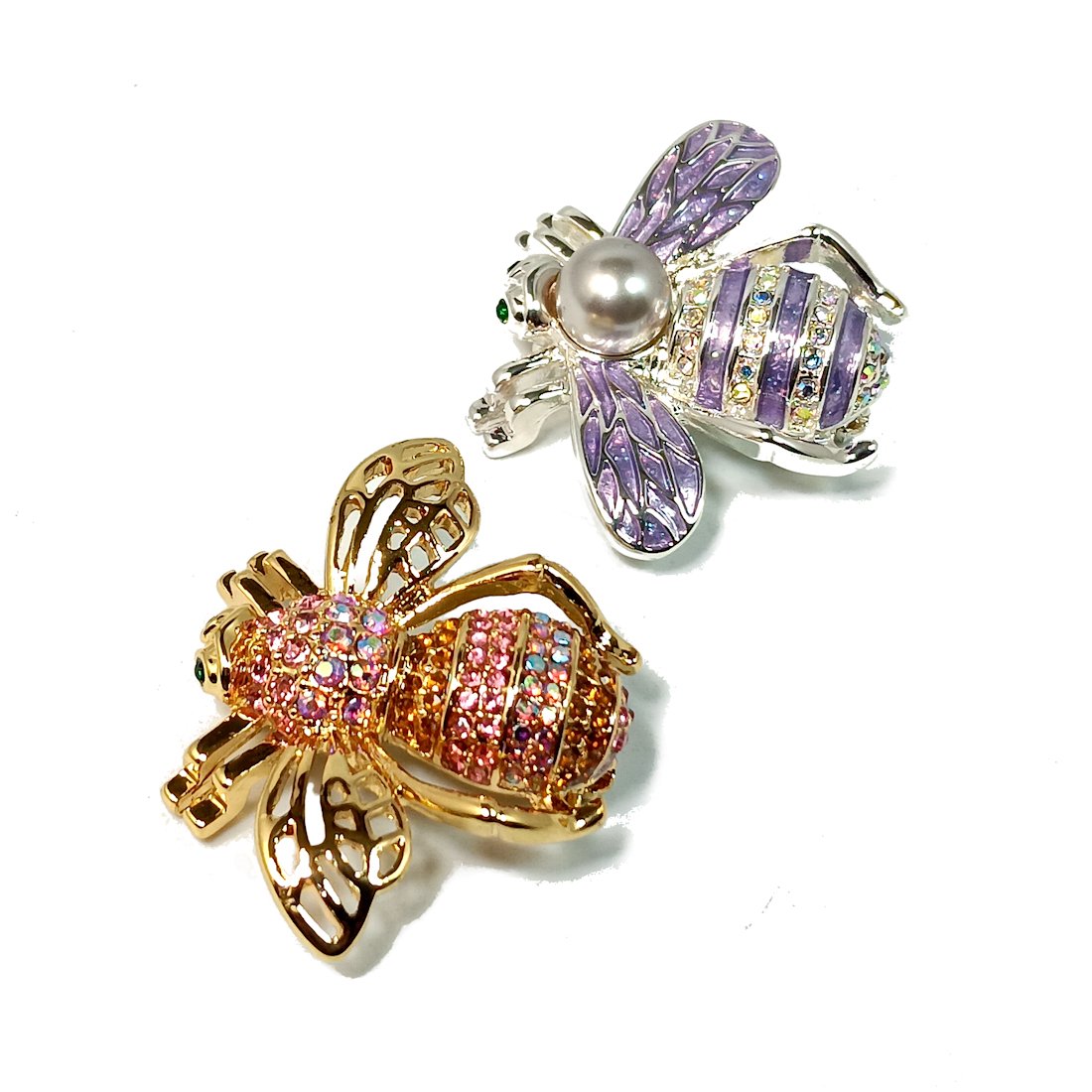 LOT OF 2 SIGNED DESIGNER VINTAGE BROOCHES JOAN RIVERS BEES (1 of 4)