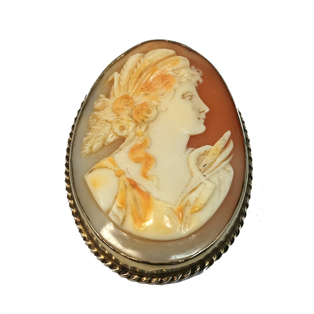 AN EXQUISITE LARGE ANTIQUE SHELL CAMEO BROOCH  2" TALL STERLING SILVER (1 of 4)