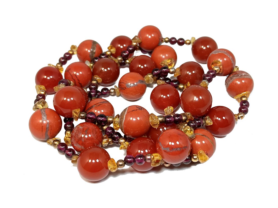 A WONDERFUL 30" NECKLACE CARNELIAN GARNET CITRINE AND JASPER (1 of 4)