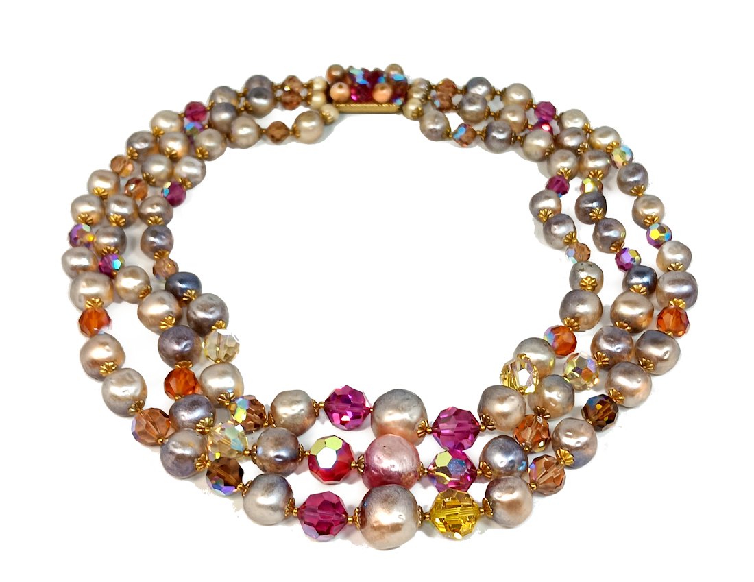 A FAB VINTAGE VENDOME STATEMENT NECKLACE CRYSTAL PEARL (1 of 4)