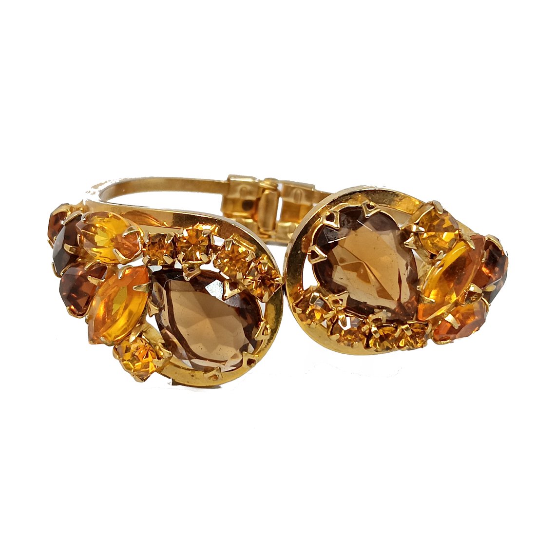A VINTAGE JULIANA CLAMPER BRACELET TOPAZ RHINESTONES OPEN BACK (1 of 5)