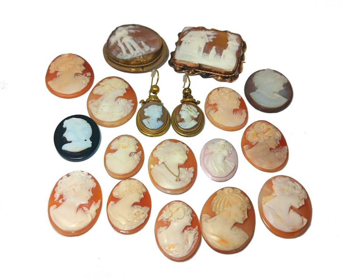 A BEAUTIFUL SHELL CAMEO LOT 17 PIECES (1 of 3)