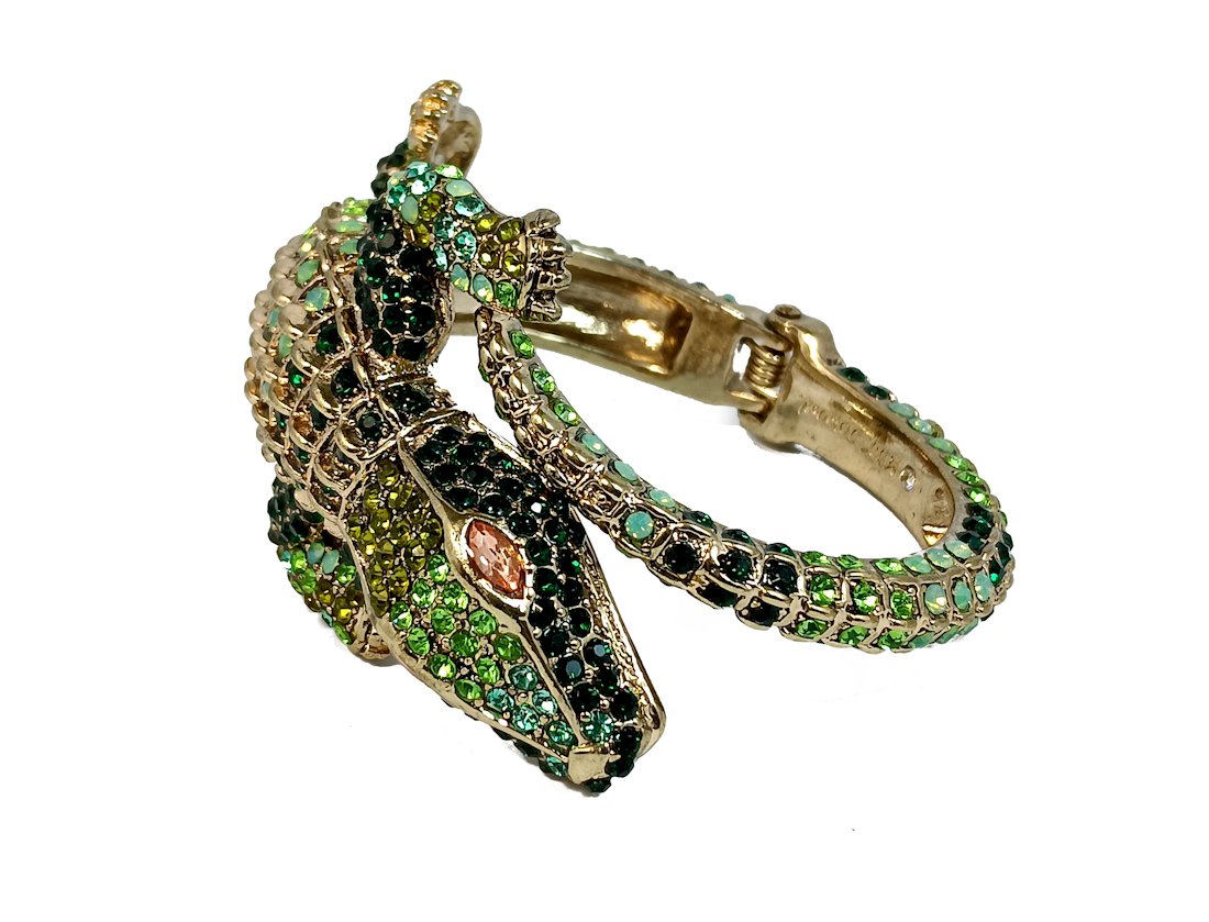 AN  ALLIGATOR RHINESTONE BRACELET SIGNED BY DESIGNER BETSY JOHNSON (1 of 6)
