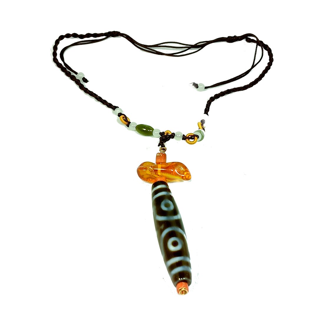 BEAUTIFUL SINO TIBETAN NECKLACE DZI BEAD 3 EYES 57MM (1 of 3)