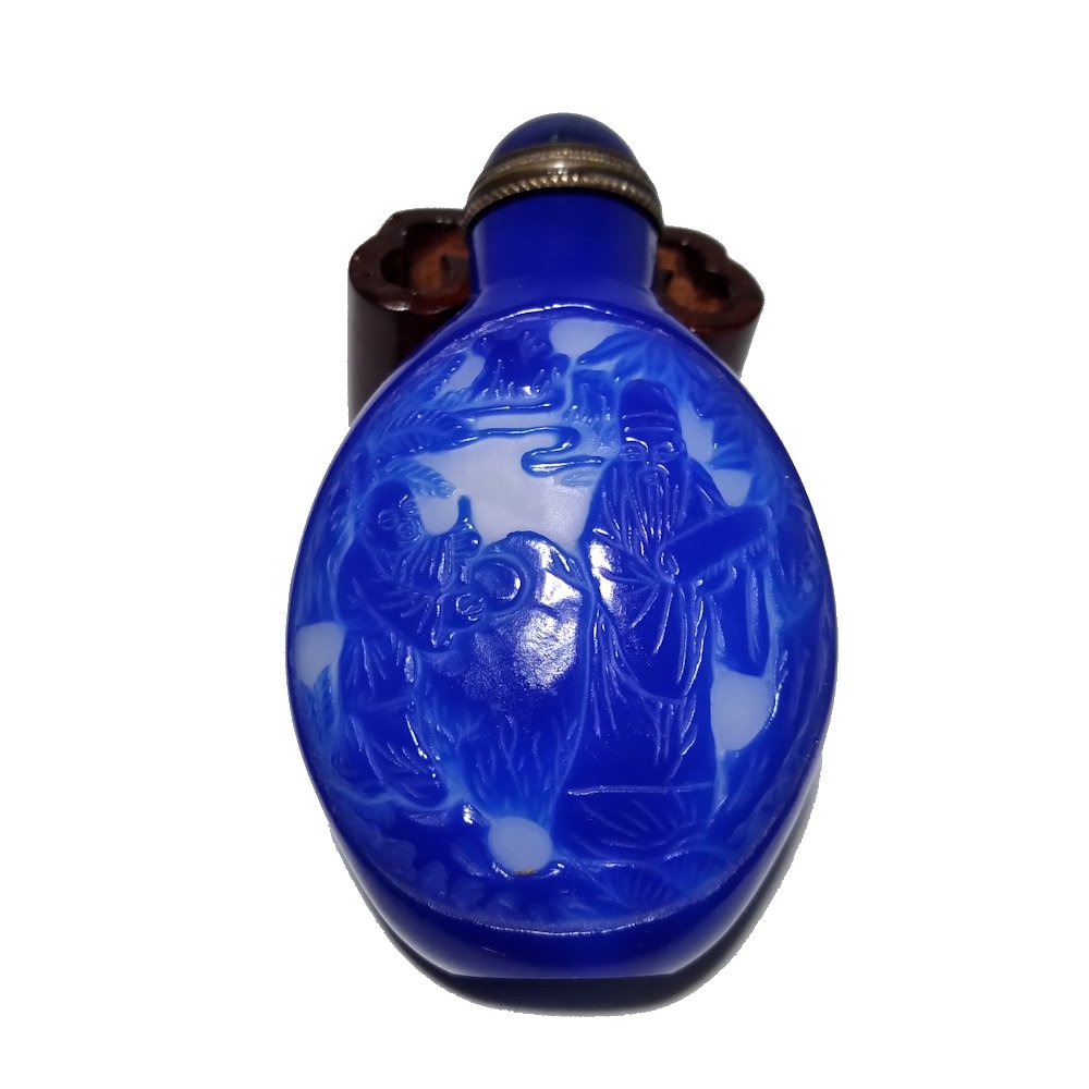 SUPERB CHINESE PEKING GLASS SNUFF BOTTLE ELDERS DISCIPLES LANDSCAPE BOAT (1 of 8)