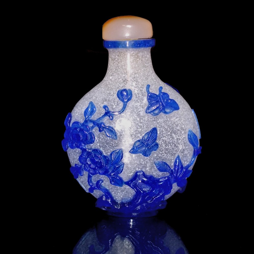 EXQUISITE ANTIQUE CHINESE SNUFF BOTTLE FLORA BUTTERFLY BATS SIGNED 18-19C (1 of 9)