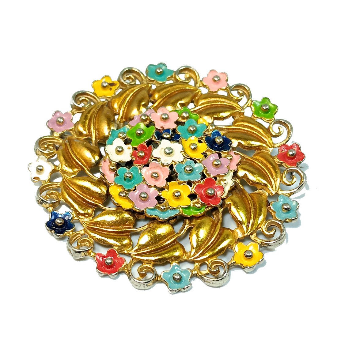 A BEAUTIFUL LARGE 1940S BROOCH VINTAGE MID CENTURY FLOWERS (1 of 3)