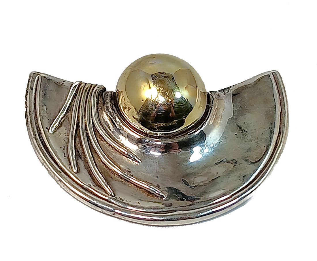A HUGE MODERNIST STERLING SILVER SIGNED BROOCH (1 of 4)