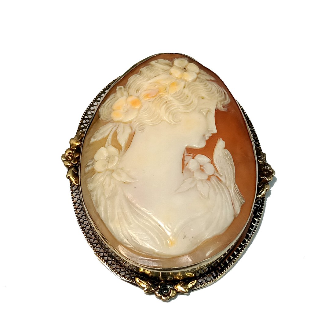 A VERY LARGE  ANTIQUE RARE SUBJECT VICTORIAN SHELL CAMEO BROOCH STERLING (1 of 5)