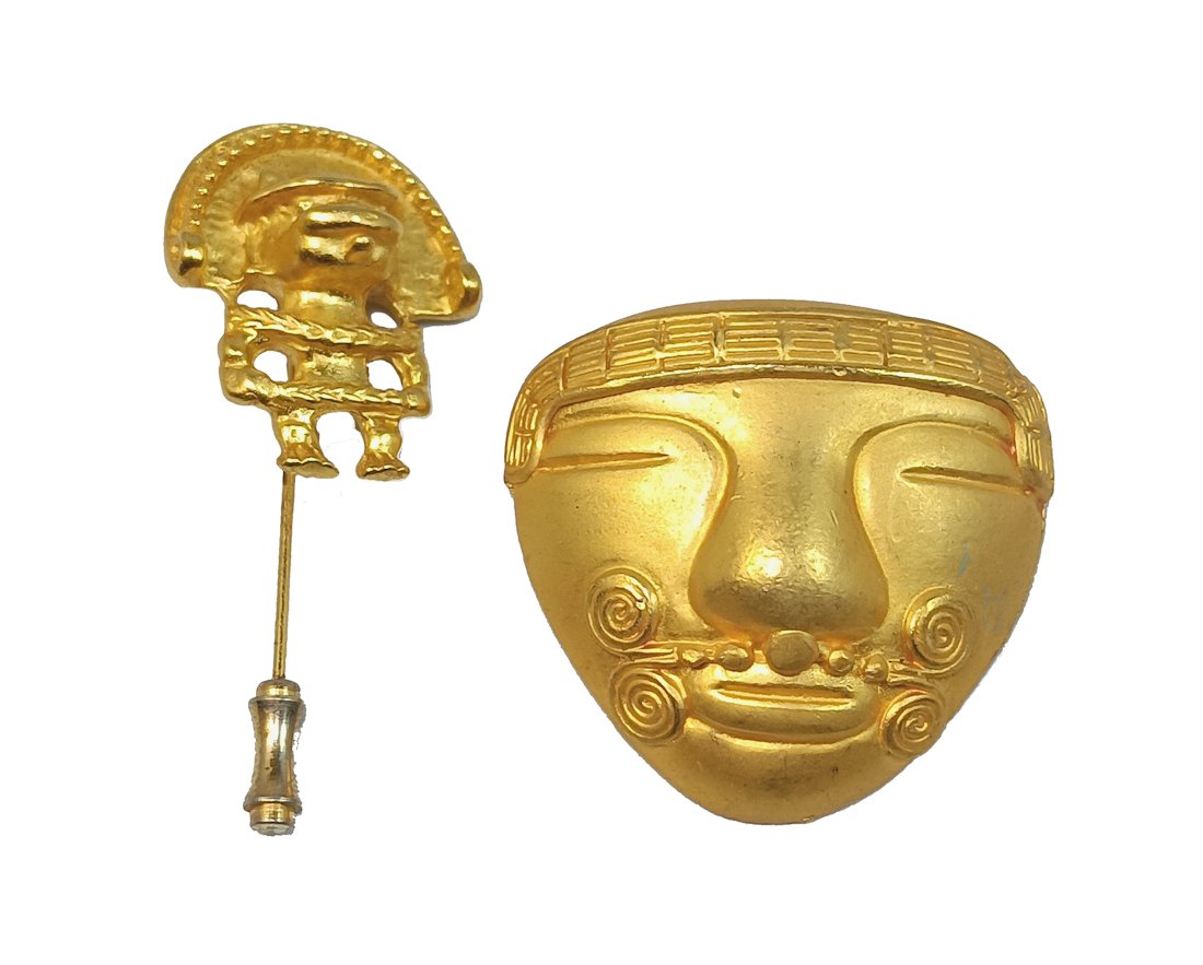 LOT OF 2  SUPERB VINTAGE AZTEC STYLE BROOCHES (1 of 3)