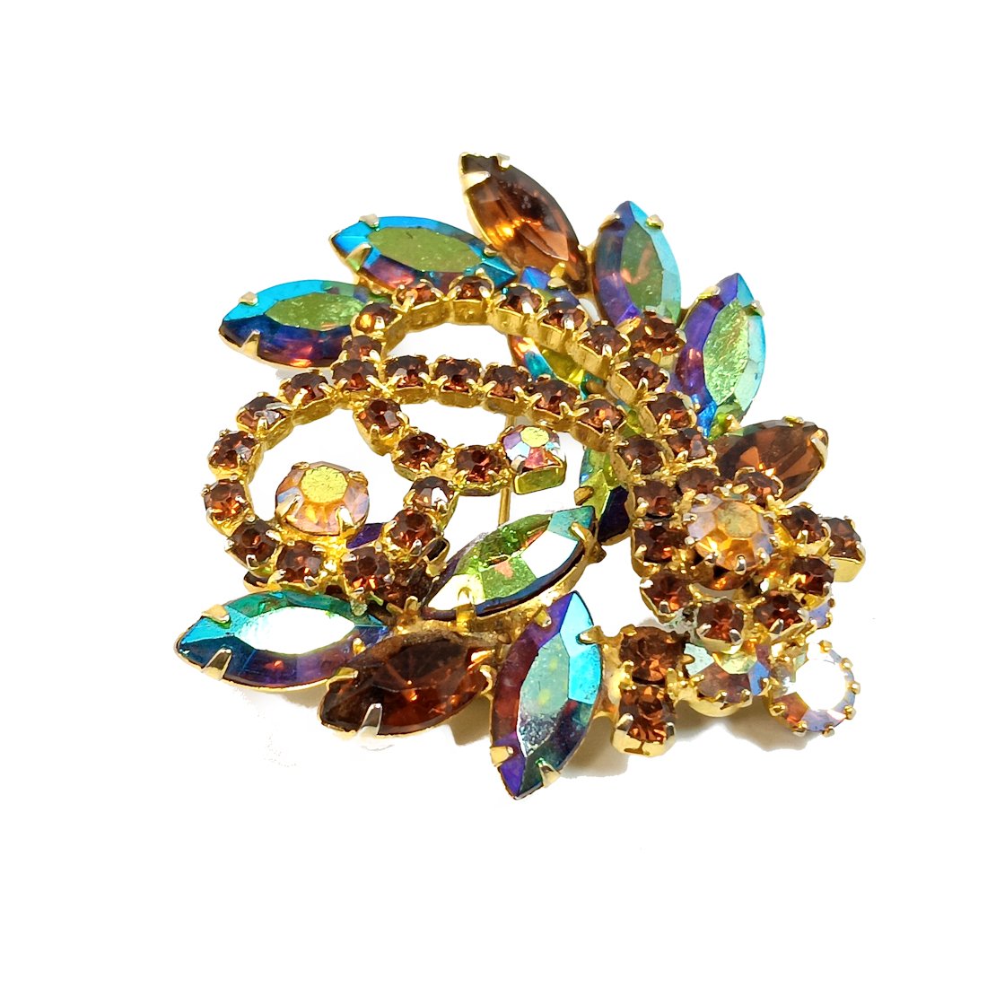 A FINE VINTAGE HIGH END RHINESTONE BROOCH MID-CENTURY  2" DIAMETER (1 of 4)