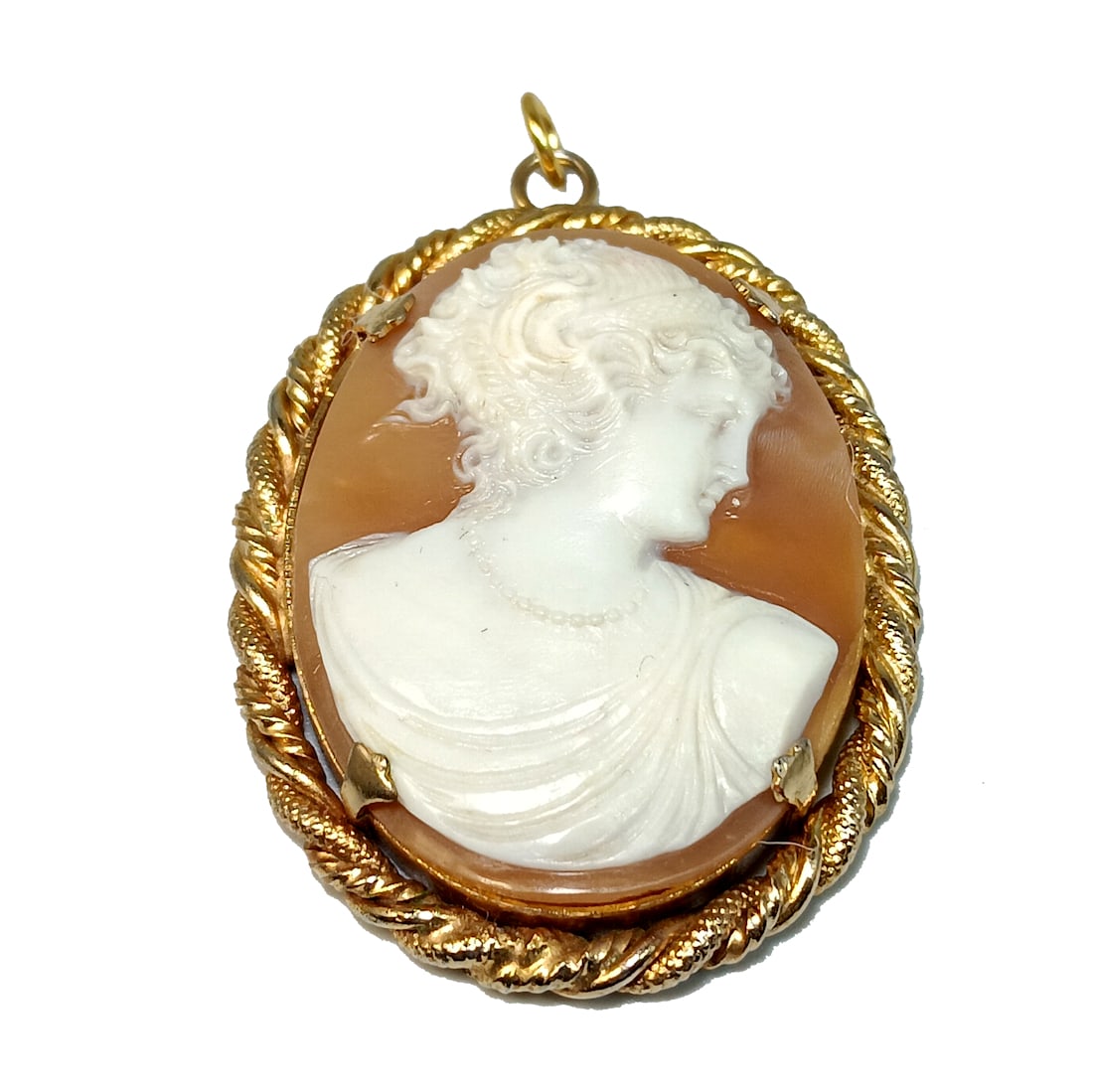 AN EXQUISITELY CARVED LARGE ANTIQUE SHELL CAMEO  PENDANT 1.8" (1 of 4)