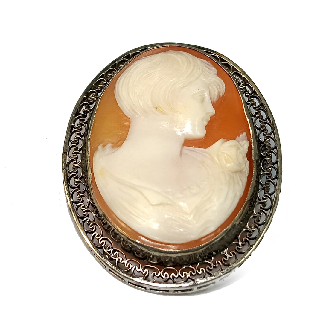 AN EXQUISITELY CARVED ANTIQUE SHELL CAMEO  BROOCH  DECO ERA (1 of 4)