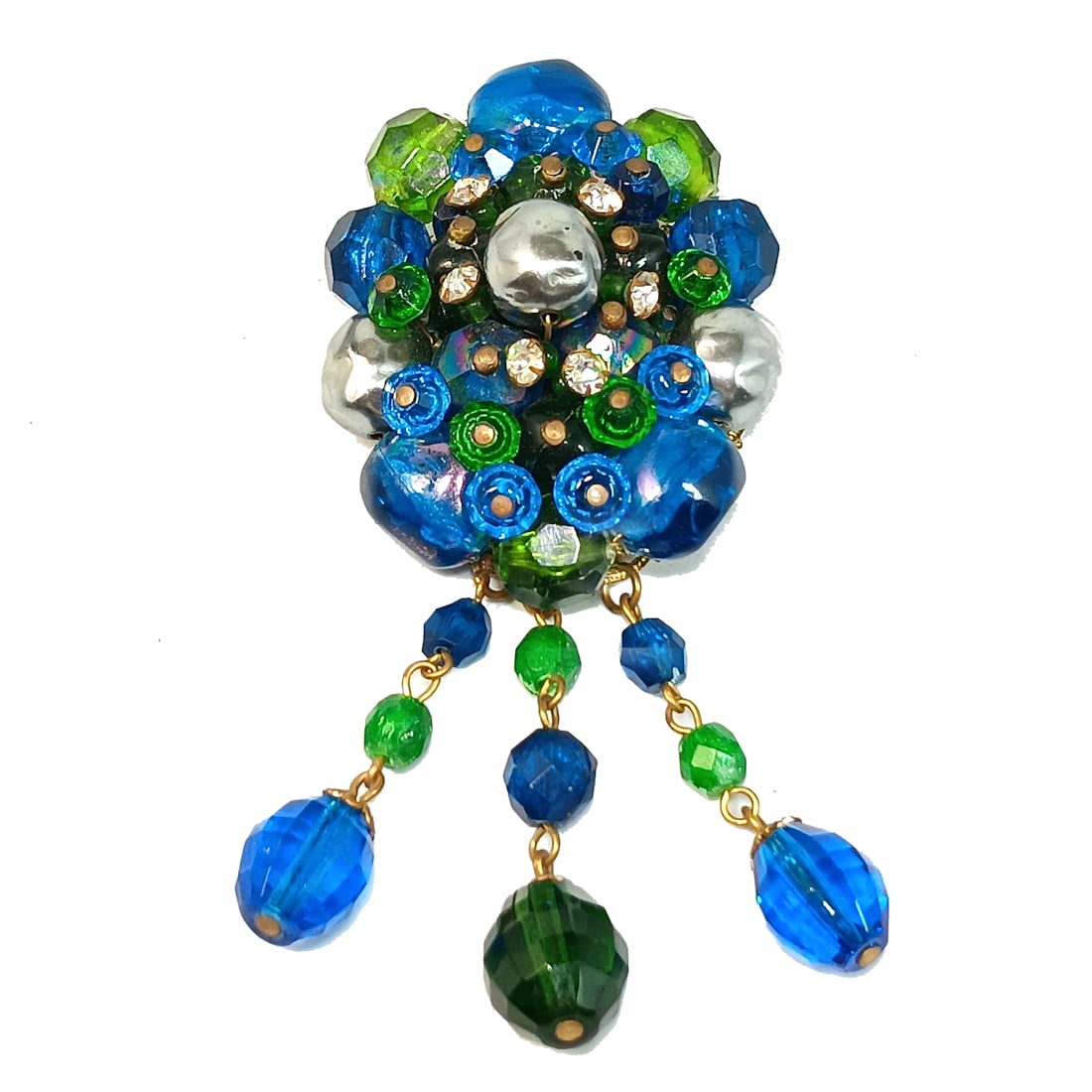 A VINTAGE WEST GERMANY  RHINESTONE  BROOCH 3.5" BY 1.5 MID-CENTURY (1 of 5)