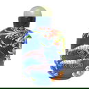 RARE MOLDED CHINESE ENAMELED BLUE GLASS SNUFF BOTTLE QIANLONG MARK