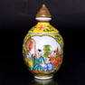 FINE CHINESE ROTATIVE PORCELAIN ENAMELED SNUFF BOTTLE CHILD PLAYING QIANLONG MARK
