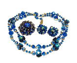 A FABULOUS VINTAGE RHINESTONE NECKLACE PARURE RIVOLI MARGARITA VENDOME BROOCH EARRINGS