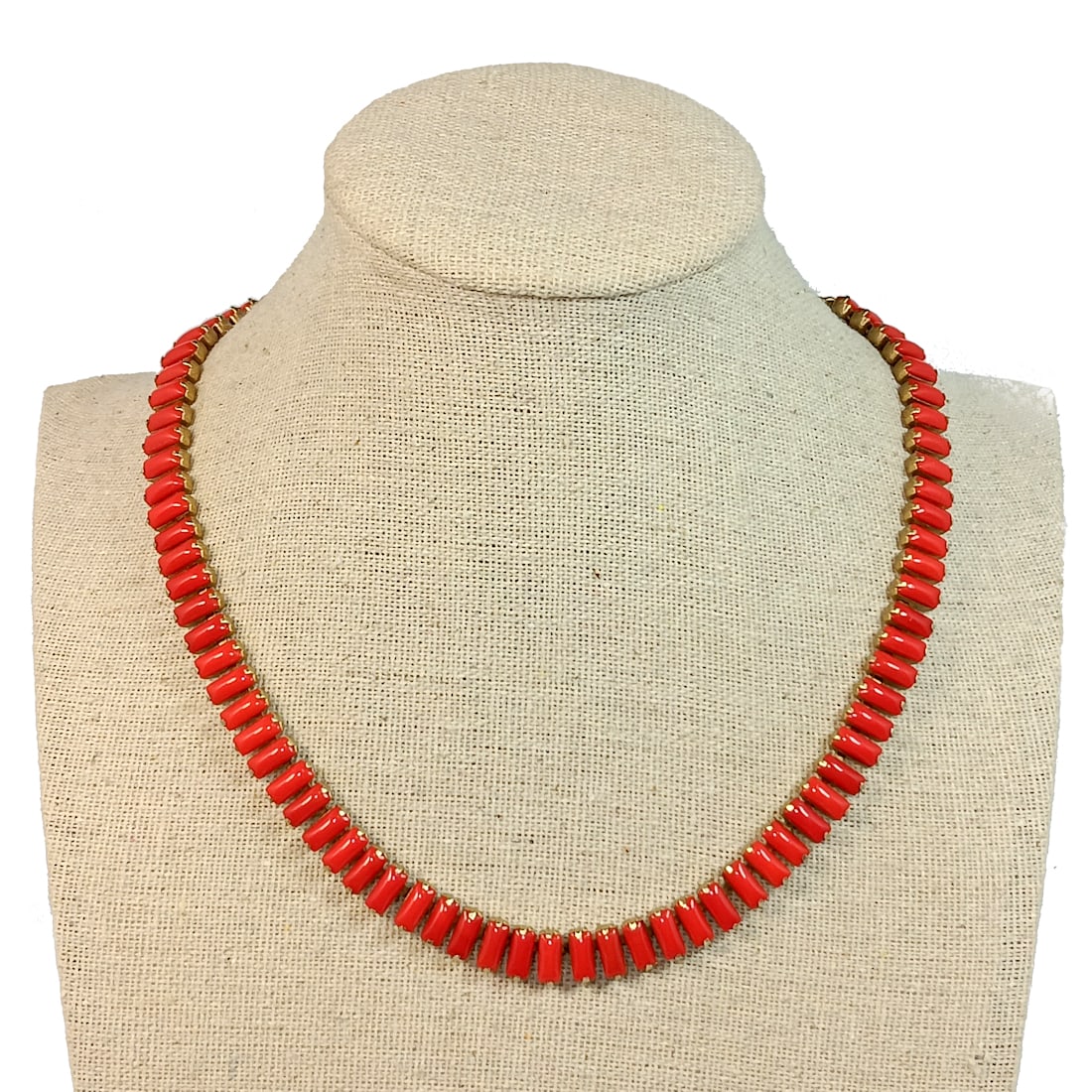 A BEAUTIFUL VINTAGE MID CENTURY RHINESTONE NECKLACE CANDY APPLE RED (1 of 4)