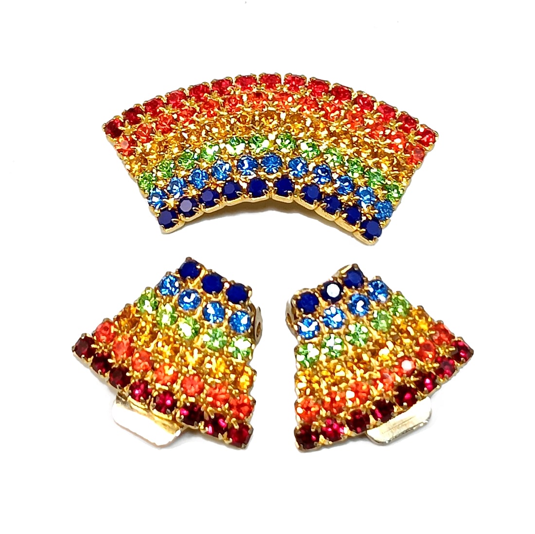 A STUNNING VINTAGE RHINESTONE BROOCH AND EARRINGS PRIDE (1 of 3)