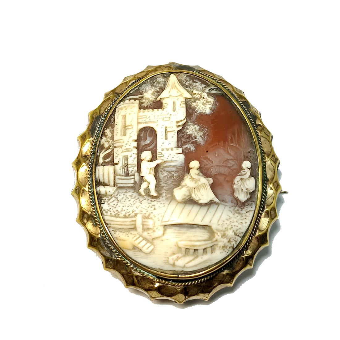 EXQUISITE ANTIQUE LARGE VICTORIAN SHELL CAMEO BROOCH SWIVLES 35 GRAMS (1 of 6)