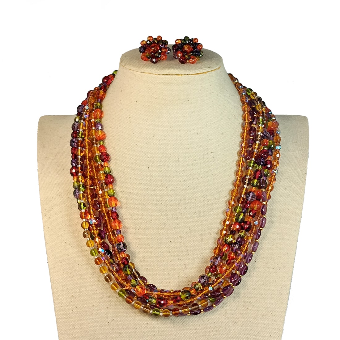 A FANTASTIC VINTAGE JOAN RIVERS NECKLACE AND EARRINGS 8 STRAND CRYSTALS (1 of 5)