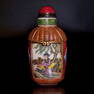 CHINESE SNUFF BOTTLE CARVED ENAMEL PEKING GLASS QIANLONG MARK