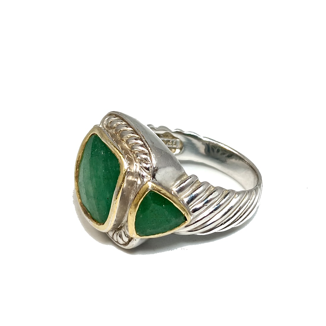 A LARGE MEN'S EMERALD RING STERLING SILVER 925 THAILAND SIZE 9 (1 of 7)