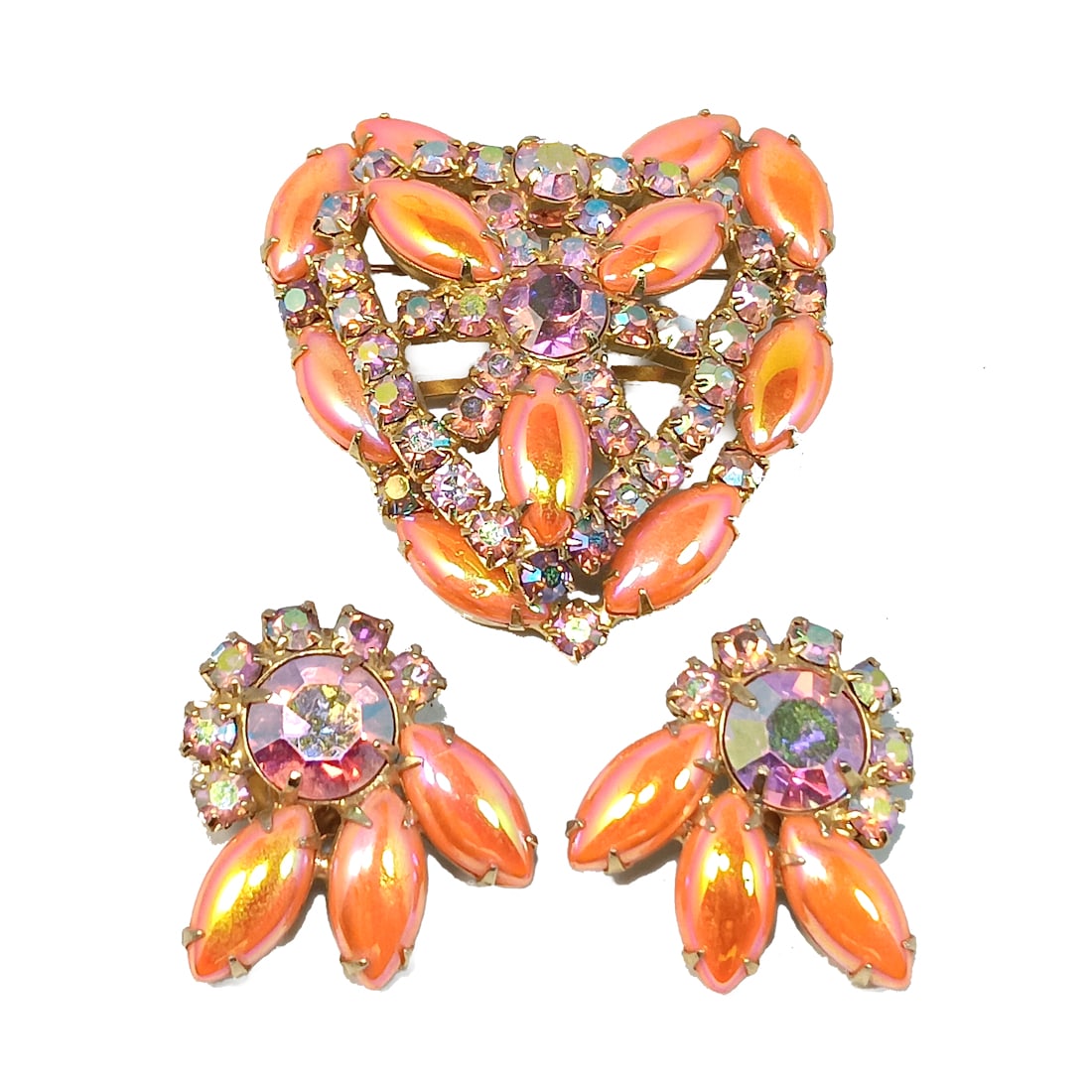 A RARE JULIANA VINTAGE RHINESTONE BROOCH AND EARRINGS SET (1 of 3)