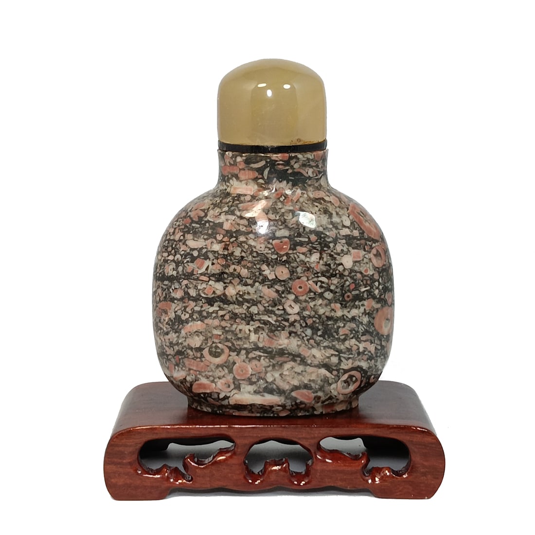 WONDERFUL LARGE CHINESE SNUFF BOTTLE PUDDING STONE (1 of 9)
