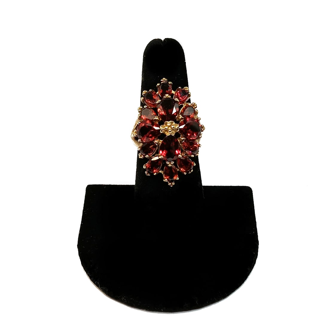 A STUNNING LARGE GARNET RING SIZE 6.5 GILT STERLING SILVER 925 (1 of 4)