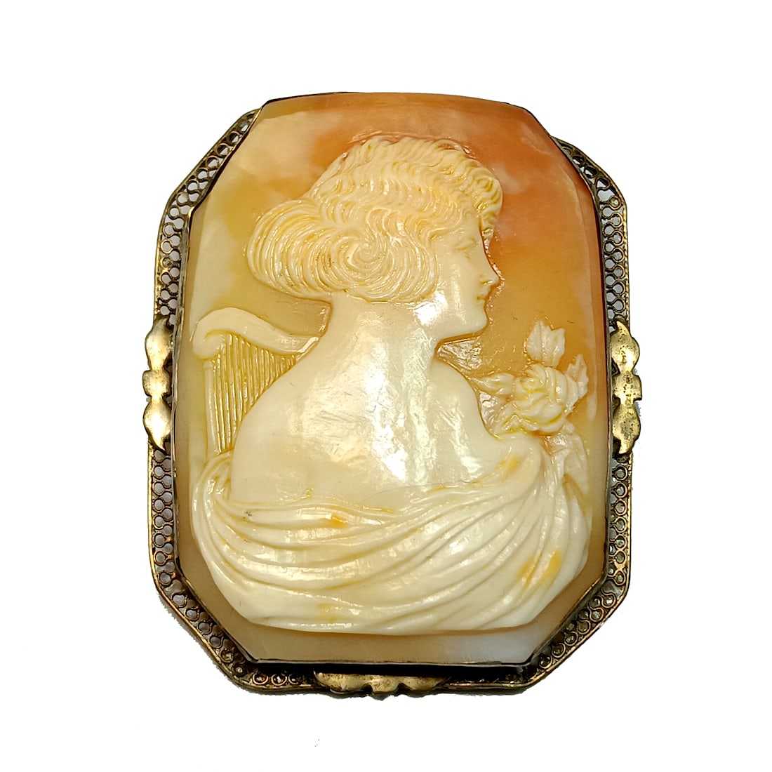 A SUPERB LARGE ANTIQUE SHELL CAMEO BROOCH PENDANT 2" STERLING (1 of 5)