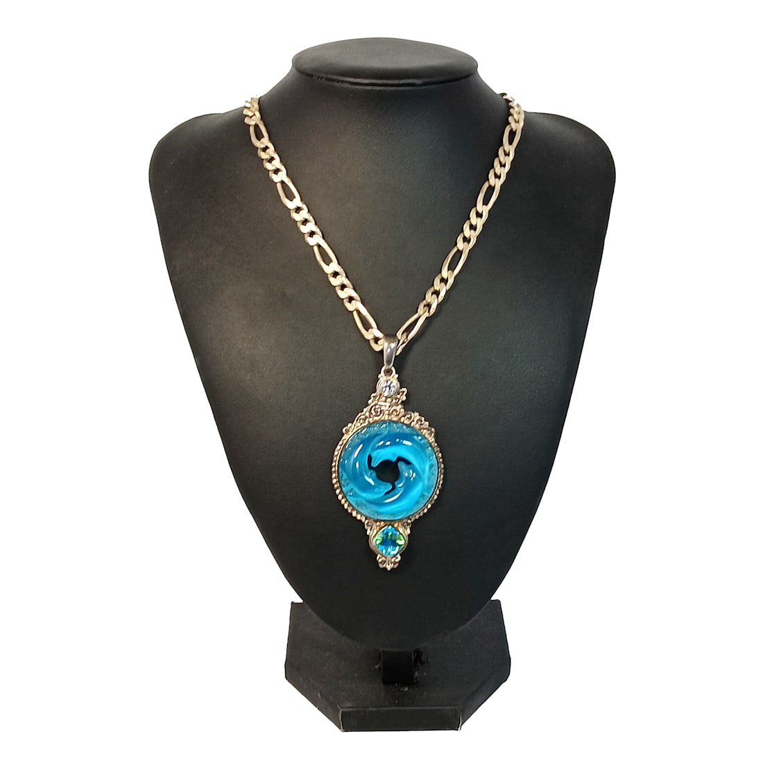 AN IMPRESSIVE STERLING PENDANT AND NECKLACE SAJEN DOLPHINS (1 of 6)