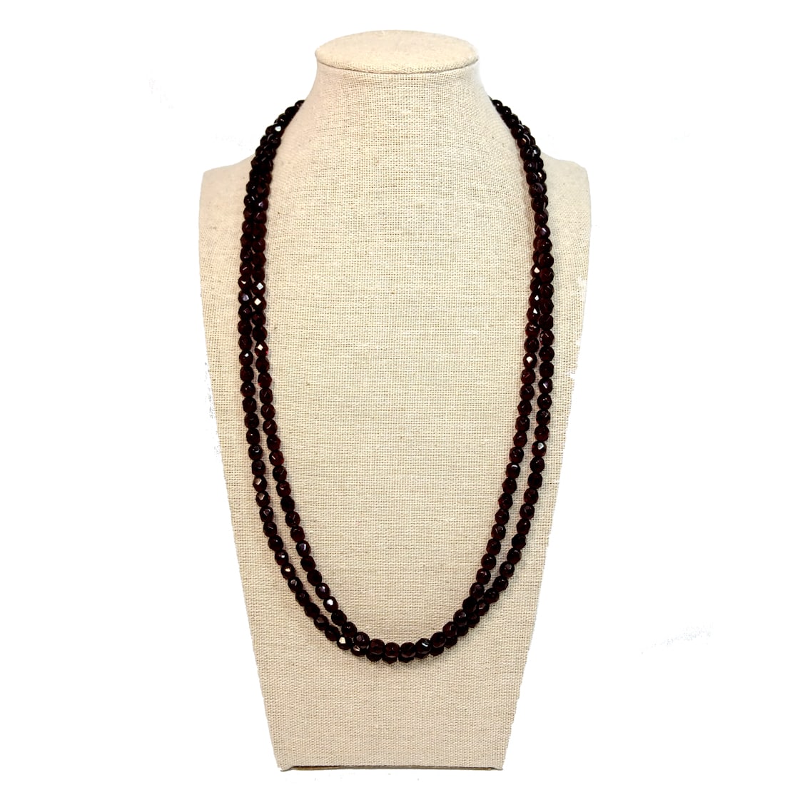 A STUNNING VINTAGE FACETED GARNET NECKLACE 52 GRAMS 46" (1 of 4)