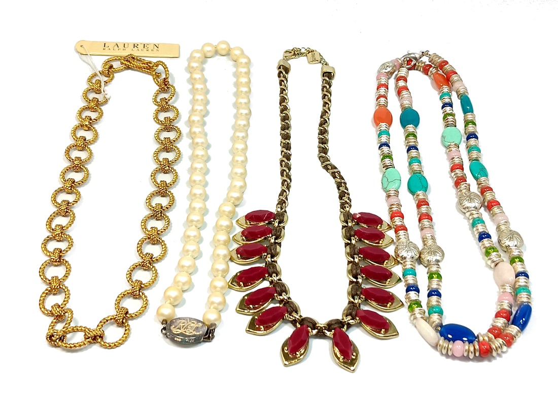 A GREAT LOT OF 4 DESIGNER NECKLACES CHAPS BY RALPH LAUREN (1 of 3)