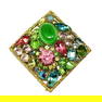 A SUPERB VINTAGE RHINESTONE BROOCH TUTTI FRUTI SQUARE JULIANA