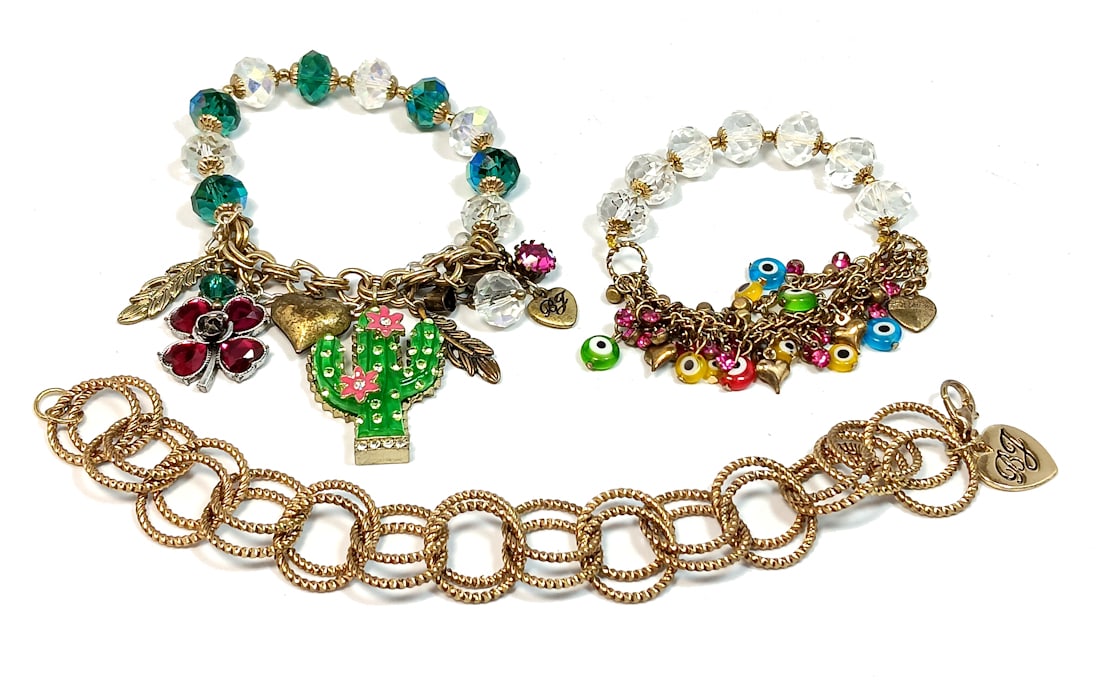 A DELIGHTFUL BETSEY JOHNSON LOT OF 3 BRACELETS (1 of 2)