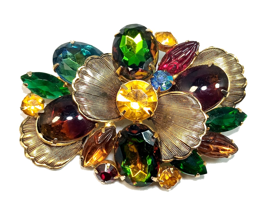 A FABULOUS LARGE  VINTAGE RHINESTONE BROOCH WATERMELON JULIANA D&E (1 of 4)