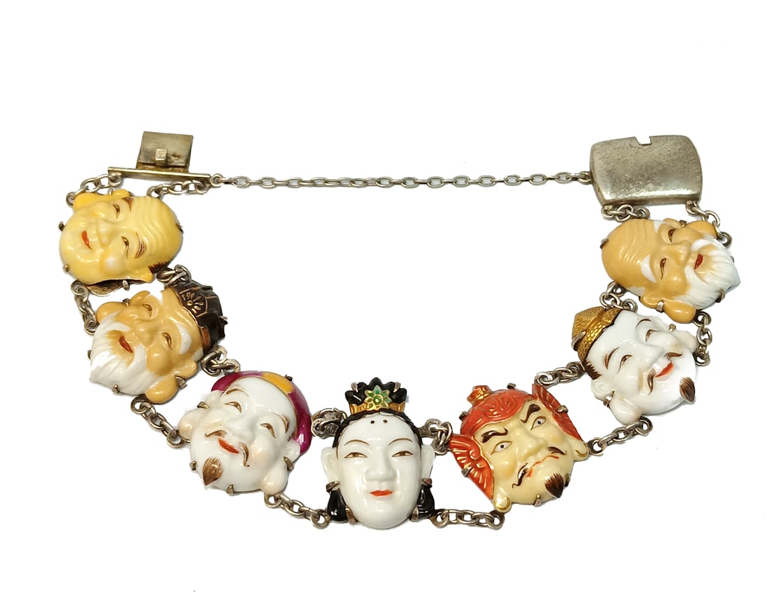 AN ANTIQUE JAPANESE BRACELET 7 GODS STERLING SILVER (1 of 7)