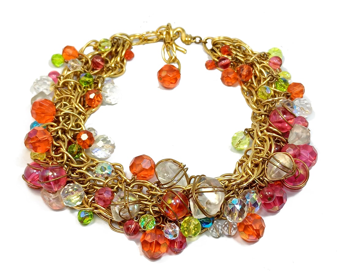 A HIGH-END VINTAGE BIB STATEMENT NECKLACE FRENCH OR ITALIAN ? (1 of 4)