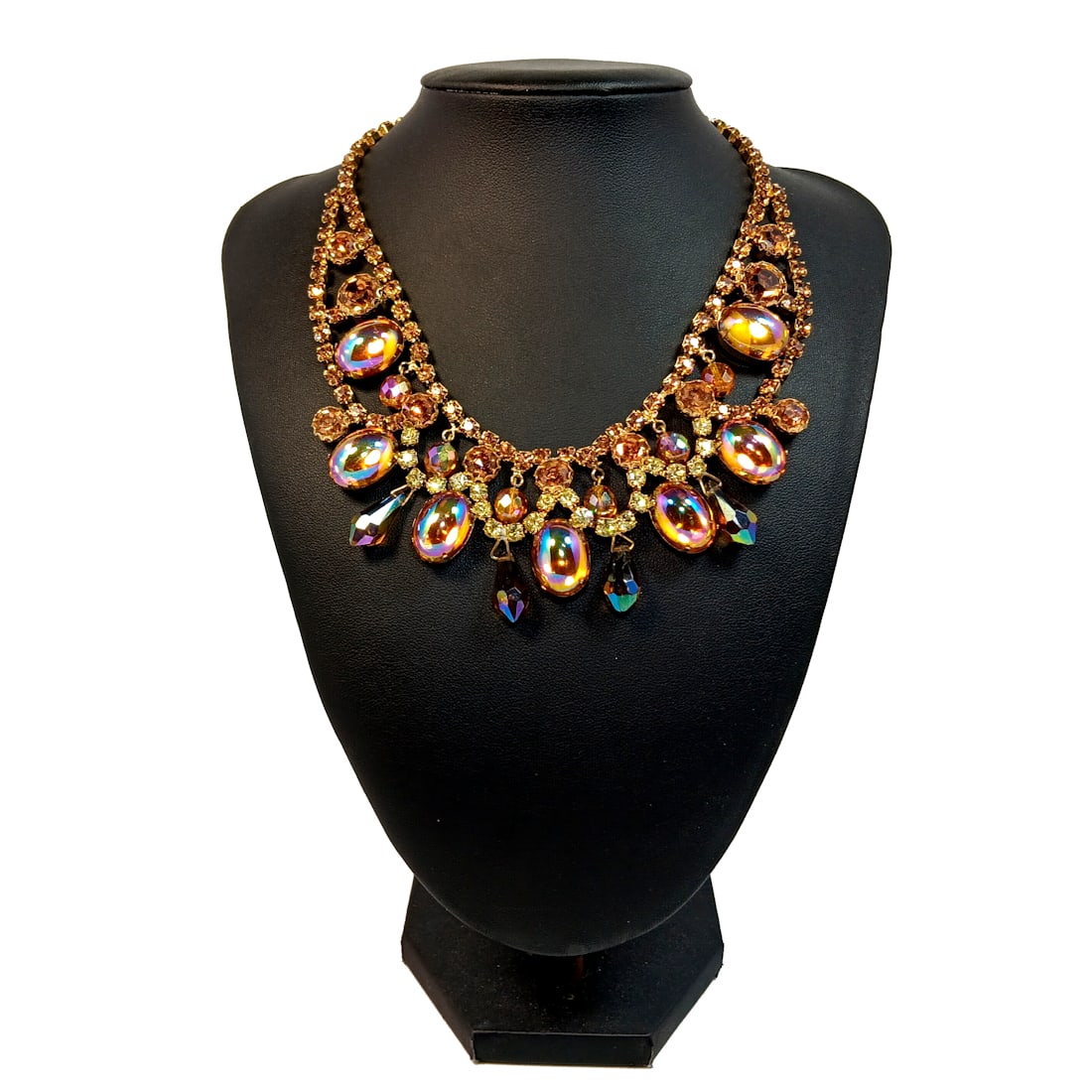 A SUPERB  VINTAGE RHINESTONE JULIANA NECKLACE DRAGON BREATH CABOCHONS (1 of 4)