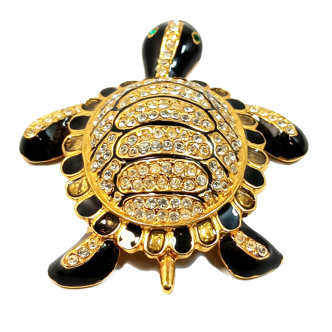 A FABULOUS HUGE VINTAGE RHINESTONE TURTLE BROOCH 3.75" (1 of 3)