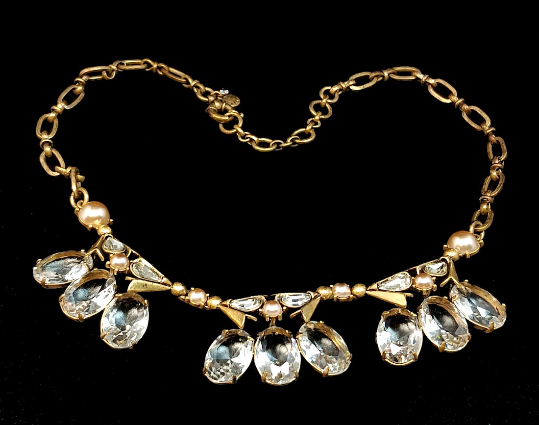A FABULOUS J. CREW NECKLACE PRONG SET LARGE CRYSTALS (1 of 3)