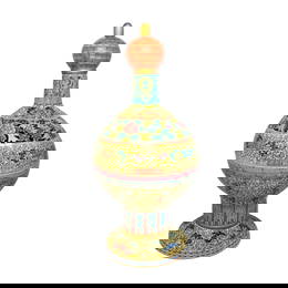 AN OUTSTANDING CHINESE PORCELAIN CENSER FAMILLE ROSE YELLOW GROUND