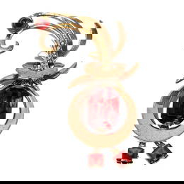 A LARGE VINTAGE 1940S RETRO BROOCH RED RHINESTONES STERLING