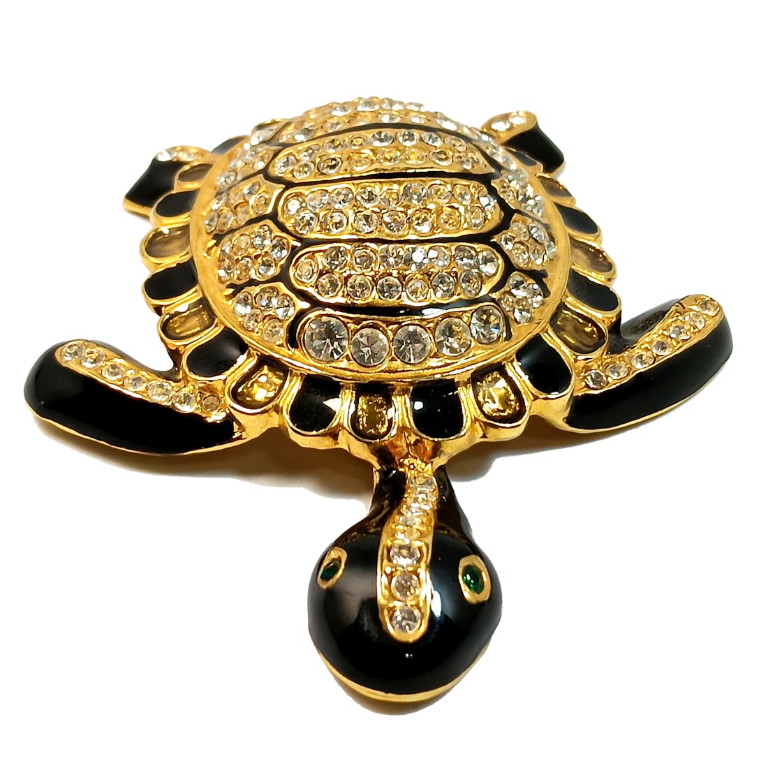 A FABULOUS HUGE VINTAGE RHINESTONE TURTLE BROOCH 3.75" (1 of 4)