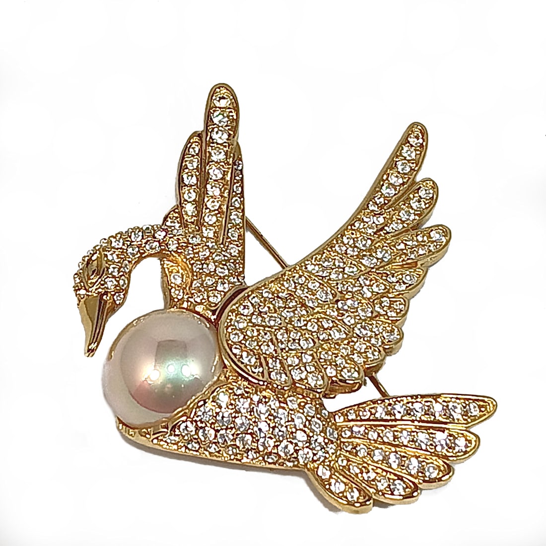 A SUPERB NOLAN MILLER LARGE SWAN BROOCH SIGNED 2.5" (1 of 5)