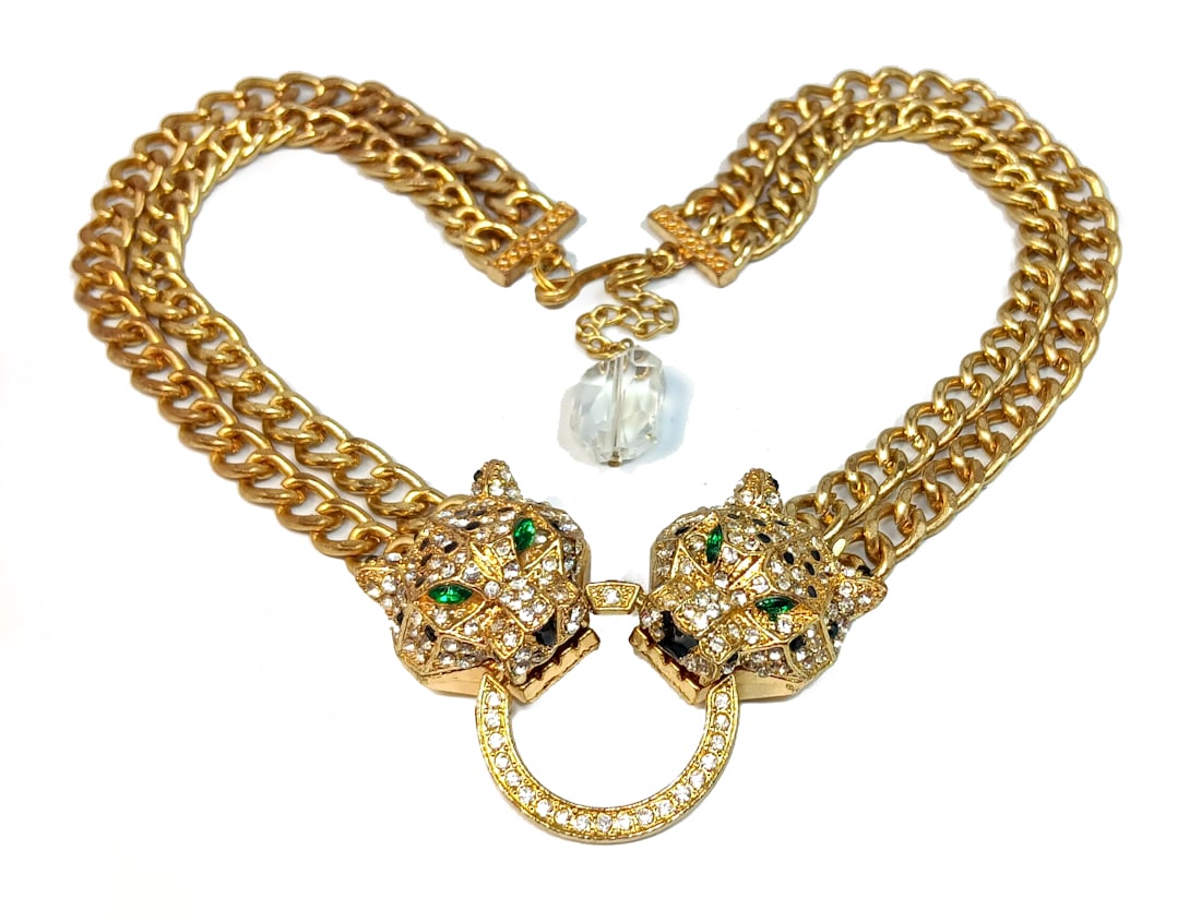 AN EXQUISITE VINTAGE NECKLACE LEOPARD HEADS (1 of 3)