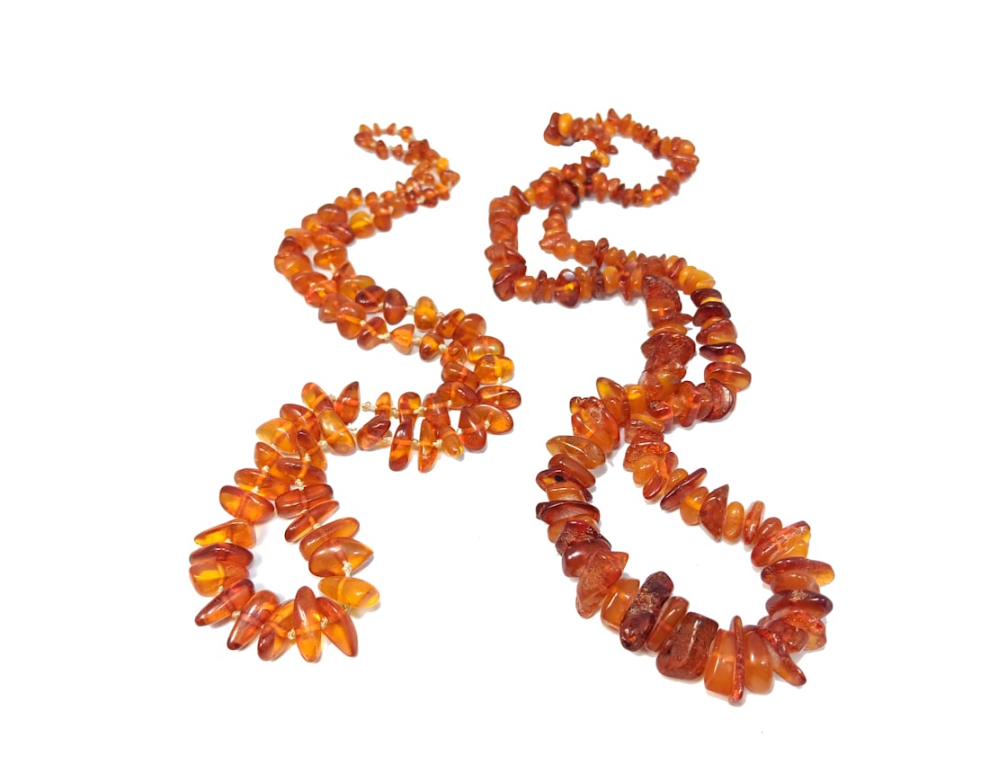 LOT OF 2 NATURAL BALTIC AMBER NECKLACE 65 GRAMS TOTAL 25" / 26" (1 of 2)