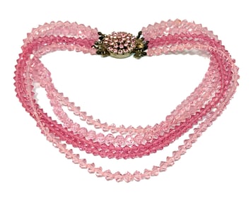 A FABULOUS AUSTRIAN MID CENTURY VINTAGE SHADES OF PINK CRYSTAL NECKLACE